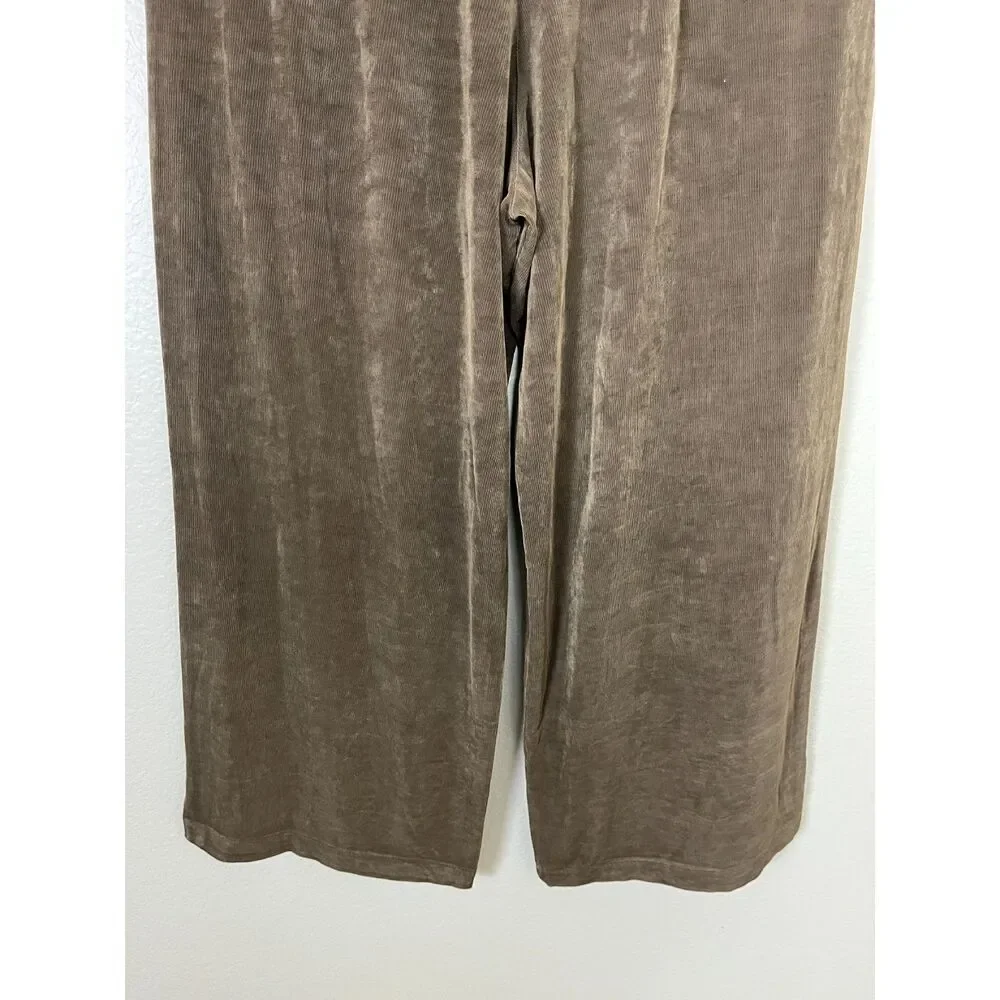 FLAX Women Size M Slinky Wide Leg Ankle Cropped Pull On Pants Casaul Minimalist